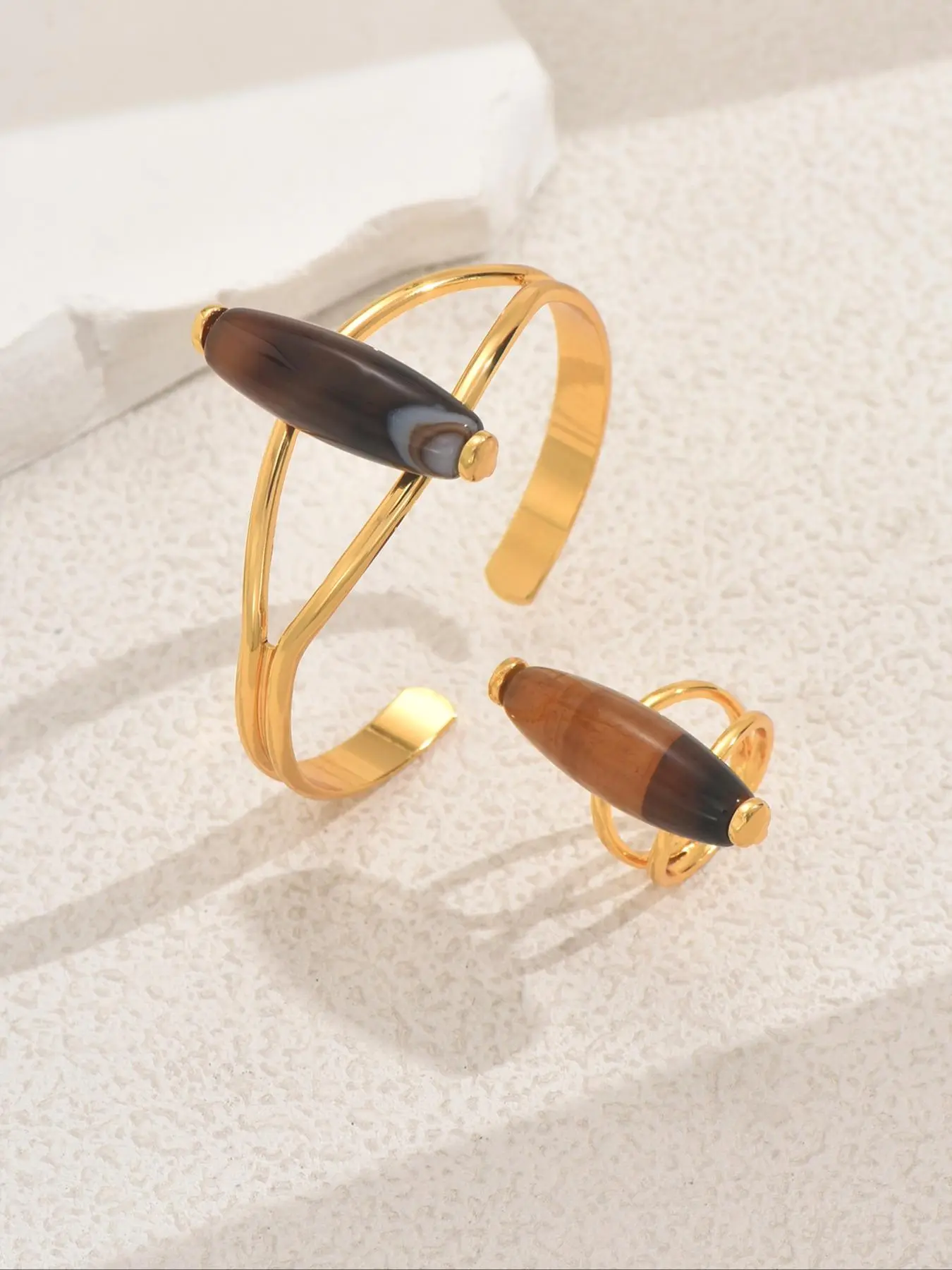 Vintage Boho Ring and Cuff Bangle Set