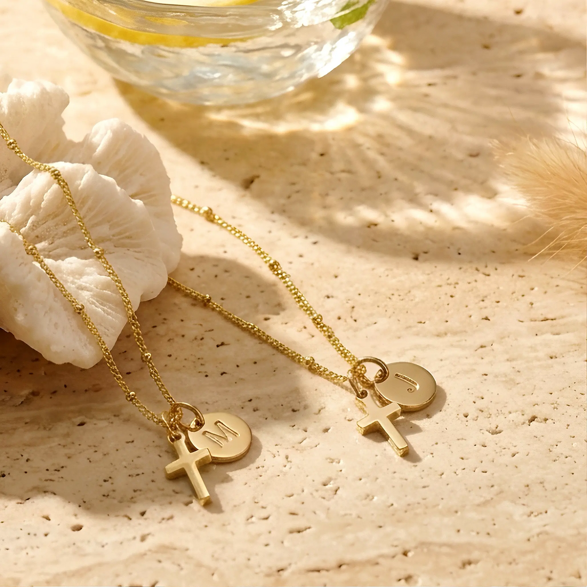 Dainty Initial Cross Necklace