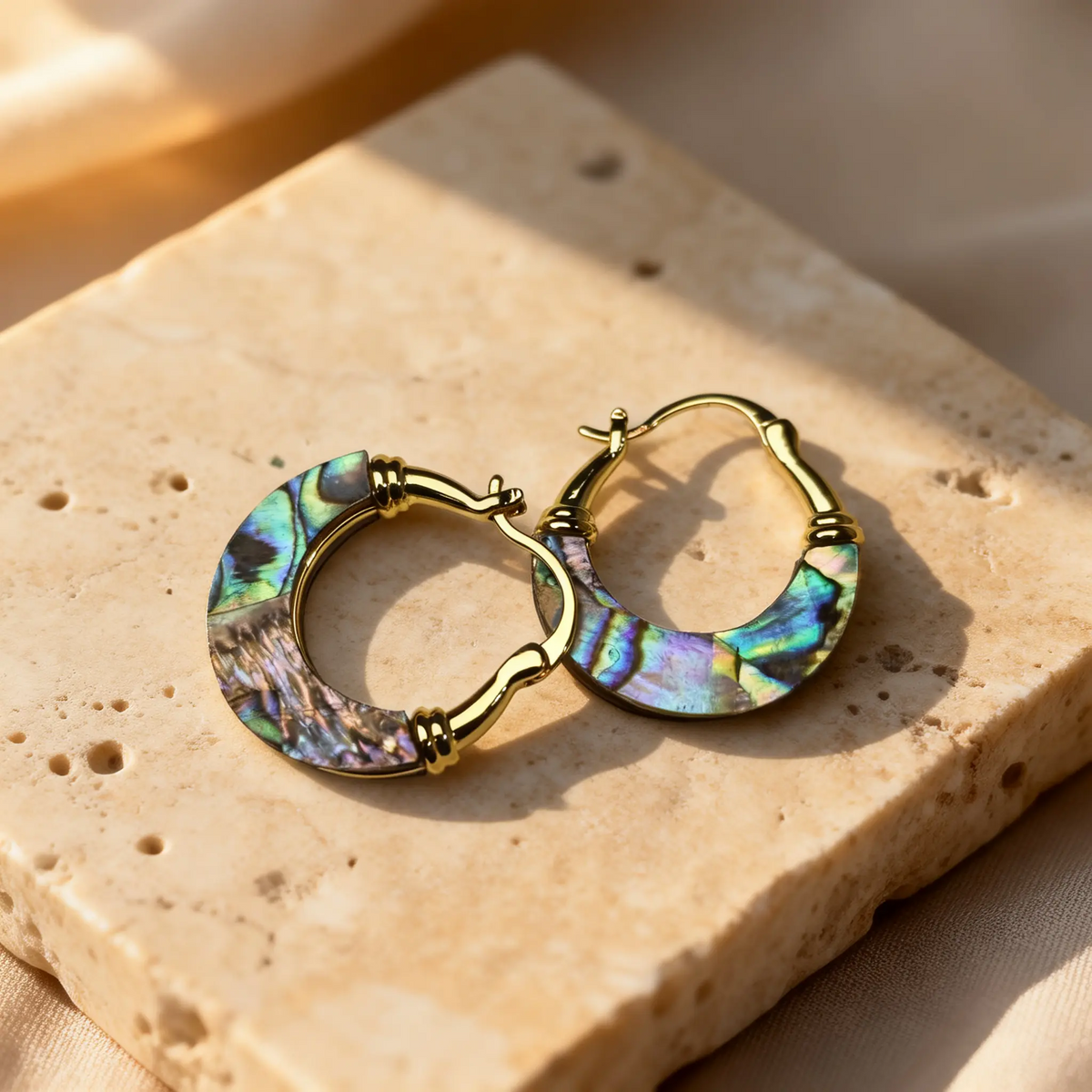 Abalone Shell Huggie Earrings