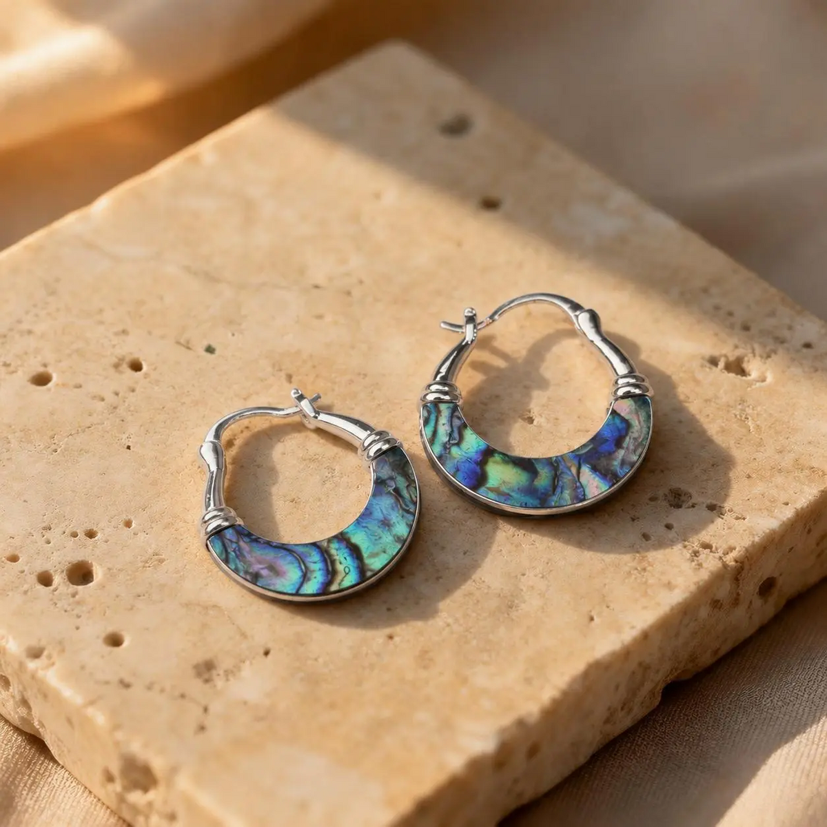 Abalone Shell Huggie Earrings
