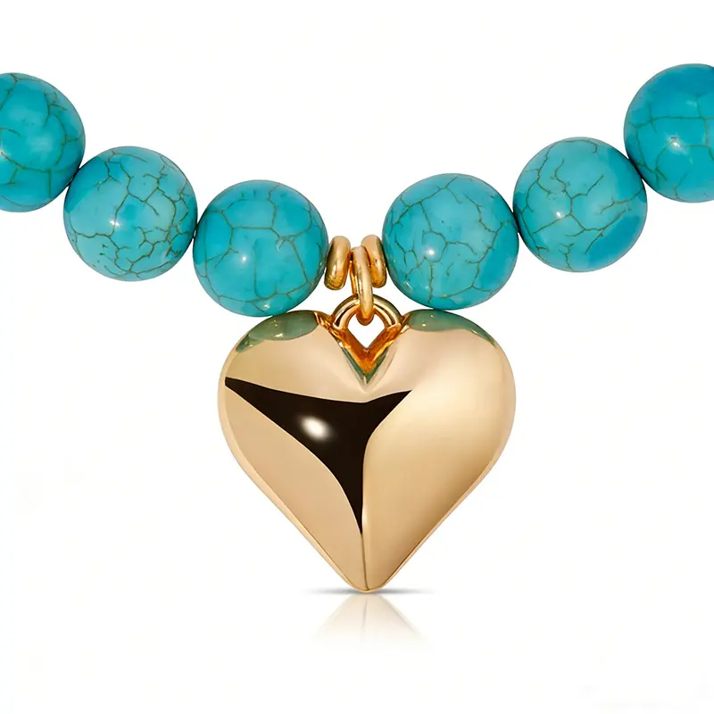 Turquoise Golden Heart Necklace