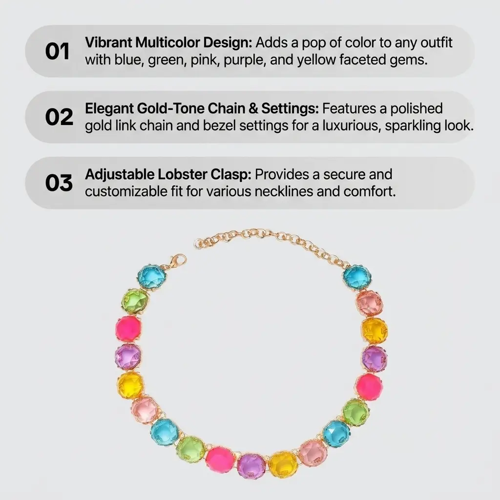 Multicolored Rainbow Crystal Necklace