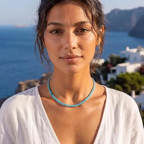 Turquoise Glass Chain Necklace