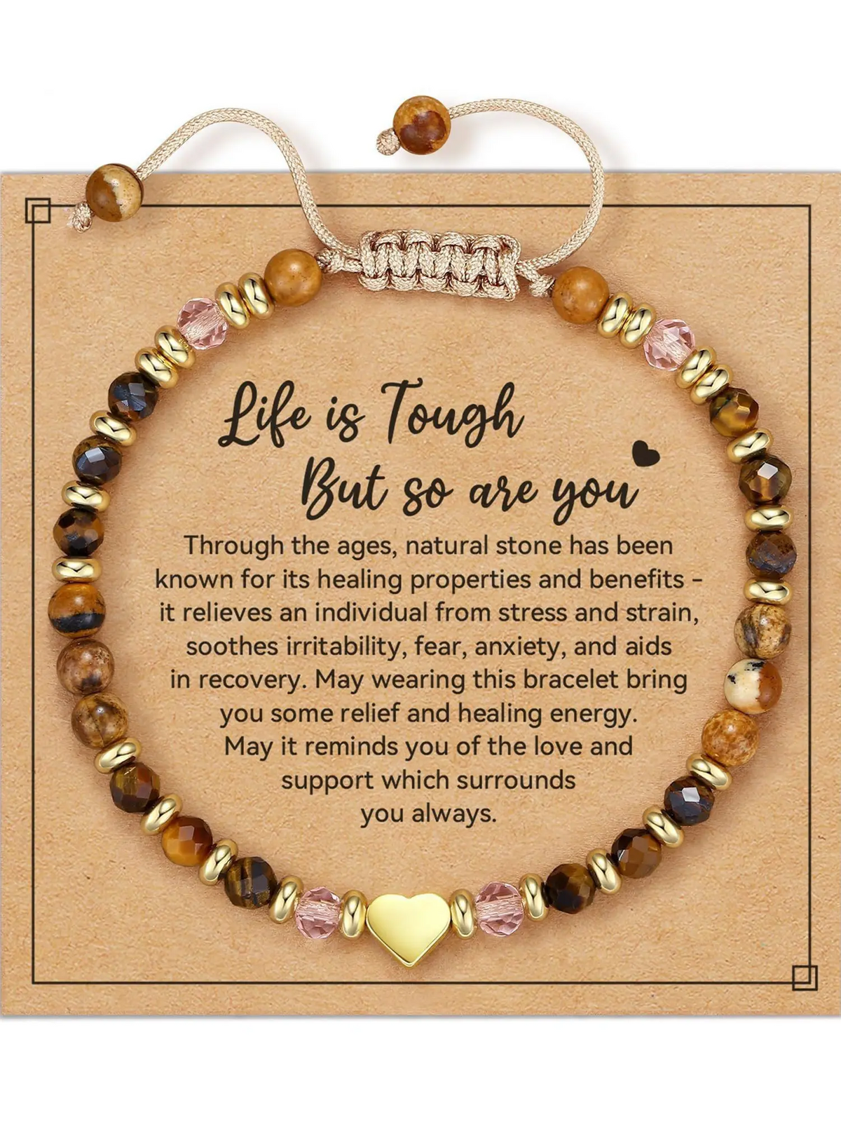 Natural Stone Heart Bracelet