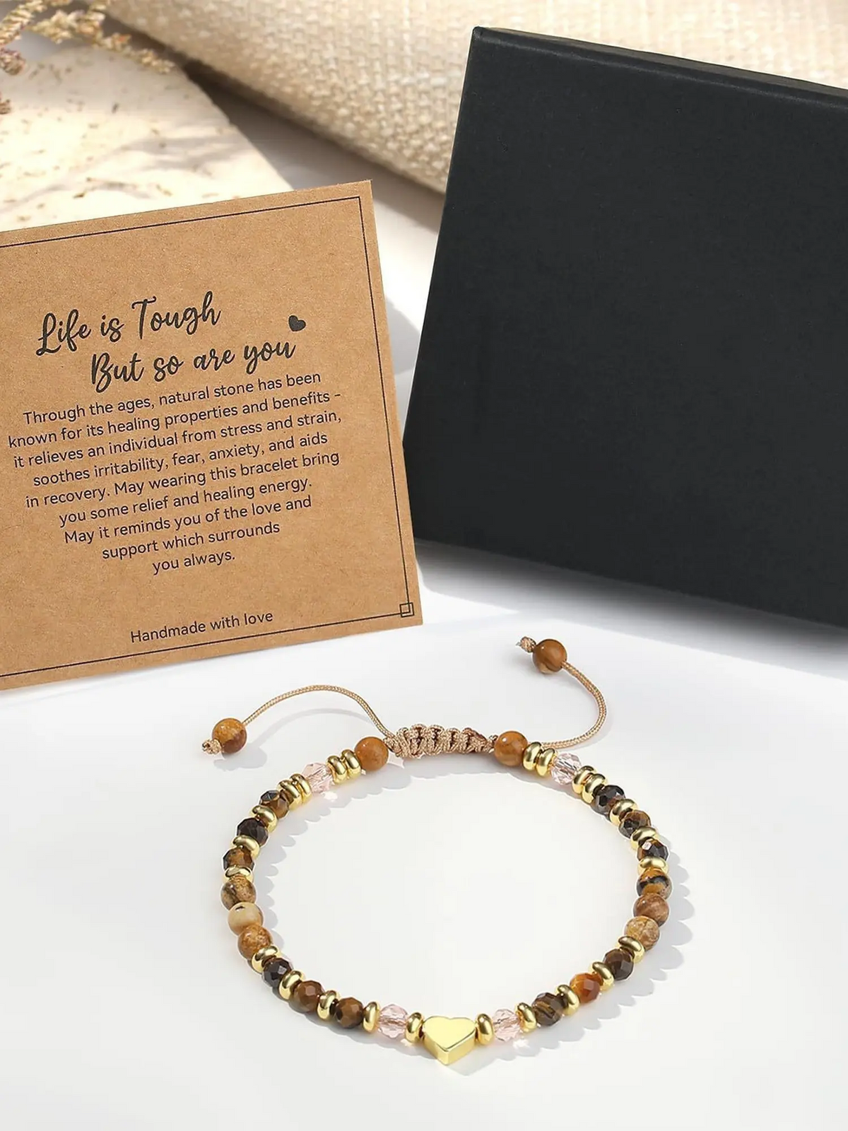 Natural Stone Heart Bracelet