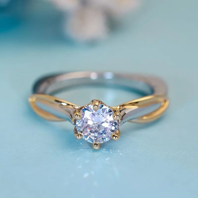 Two Tone Solitaire Ring