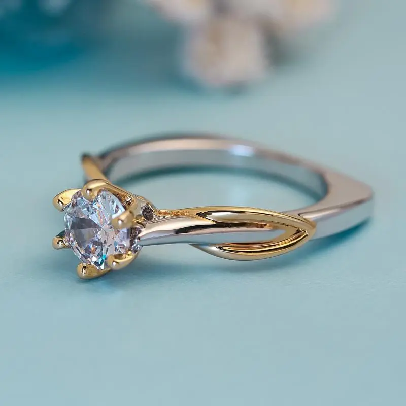 Two Tone Solitaire Ring