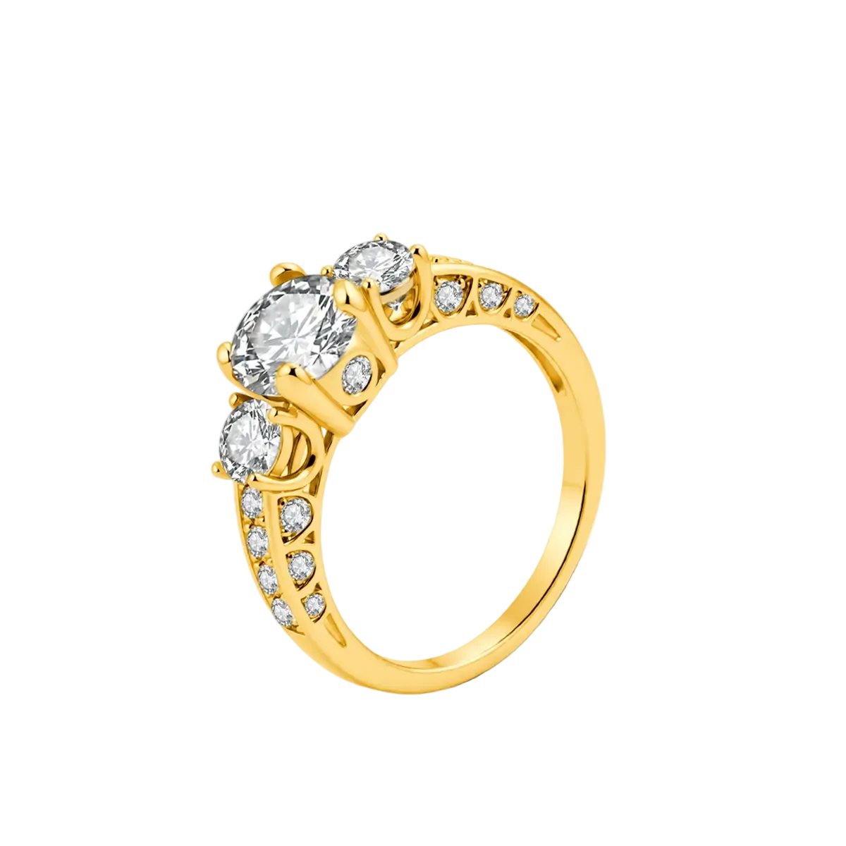 Elevated Three Stone Ring