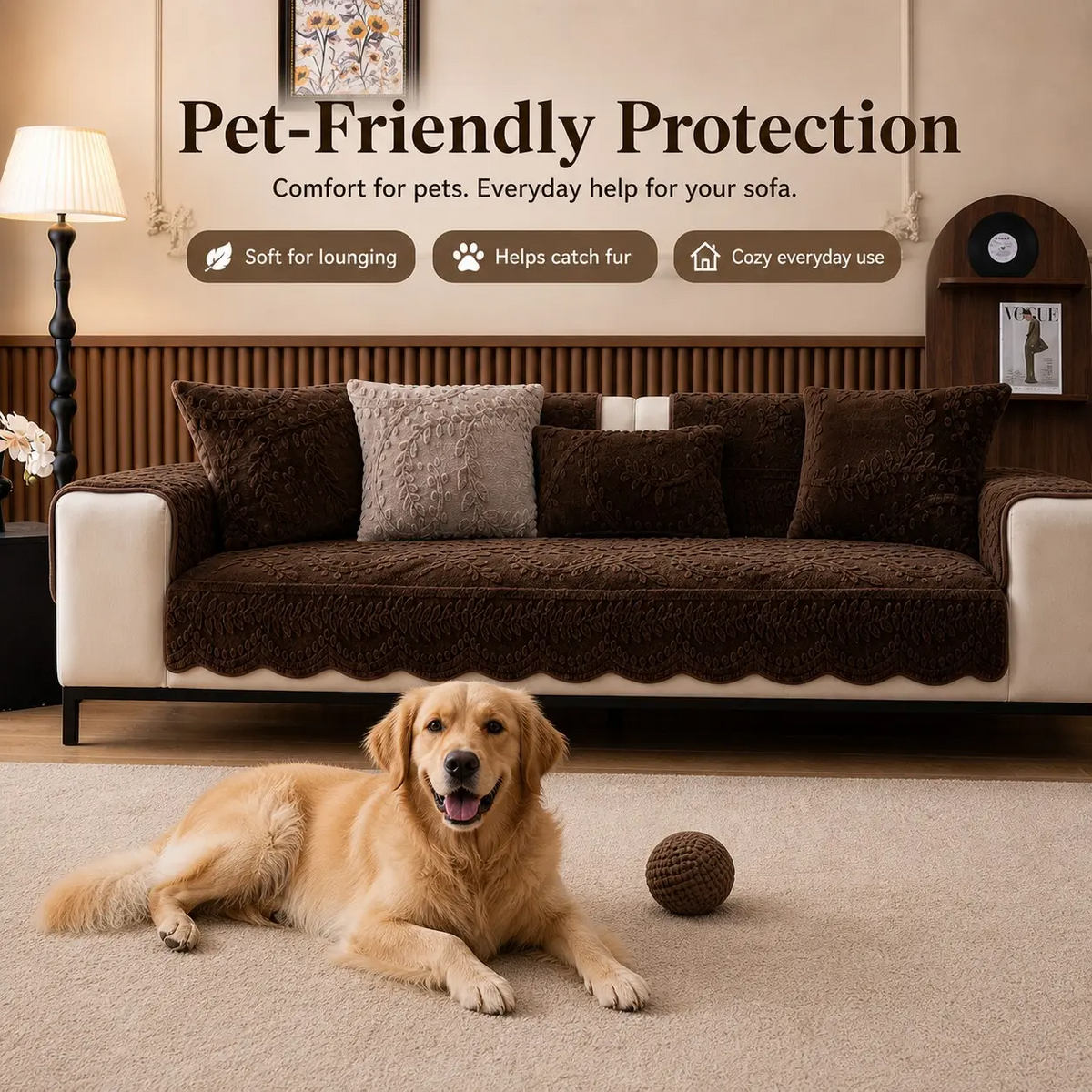 Embossed Plush Sofa Cover