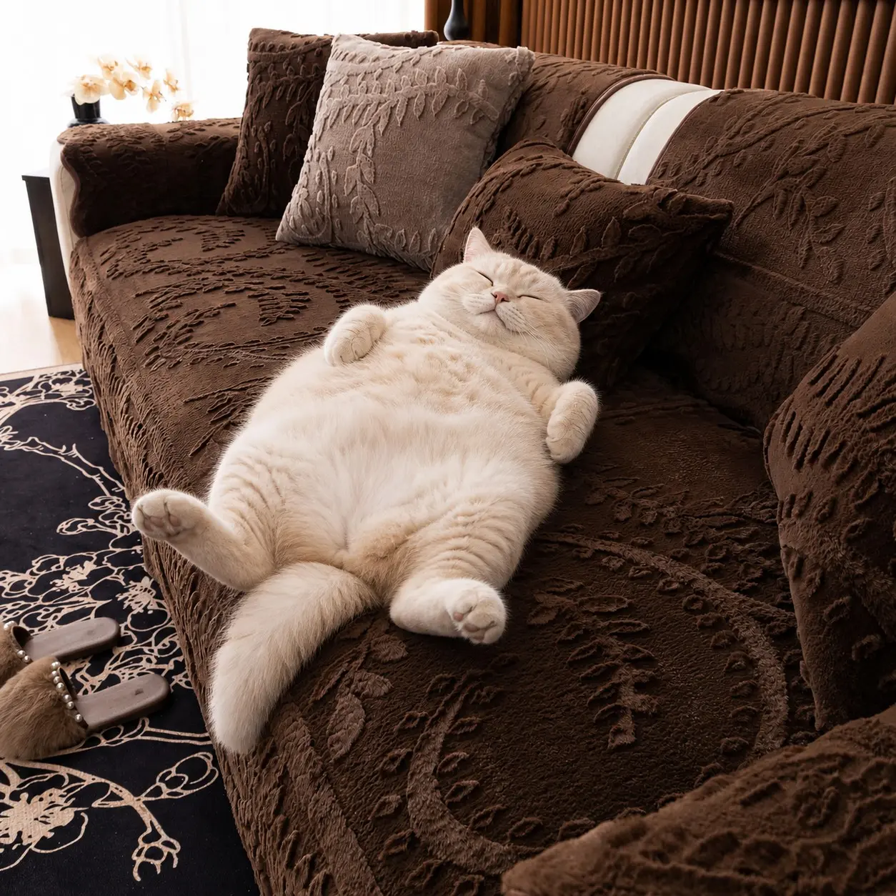 Embossed Plush Sofa Cover
