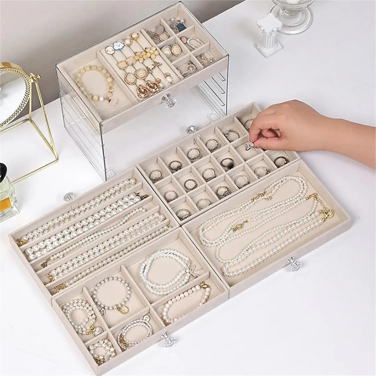 5 Layer Velvet Jewelry Box