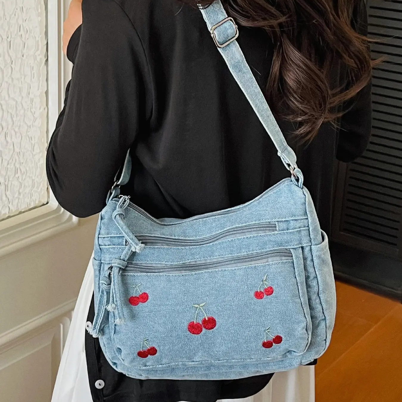 Cherry Denim Bag