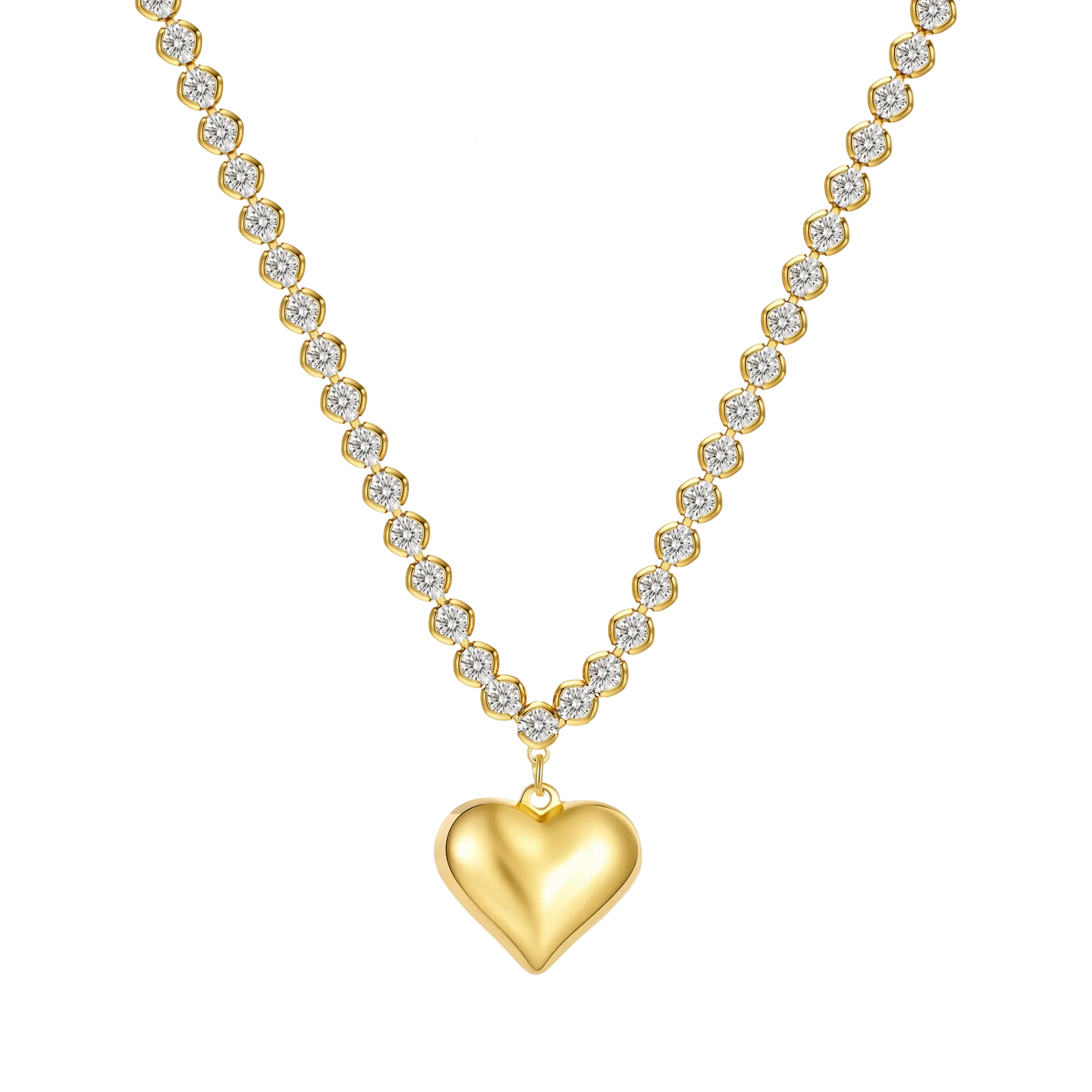 Chubby Heart Diamond Chain Necklace