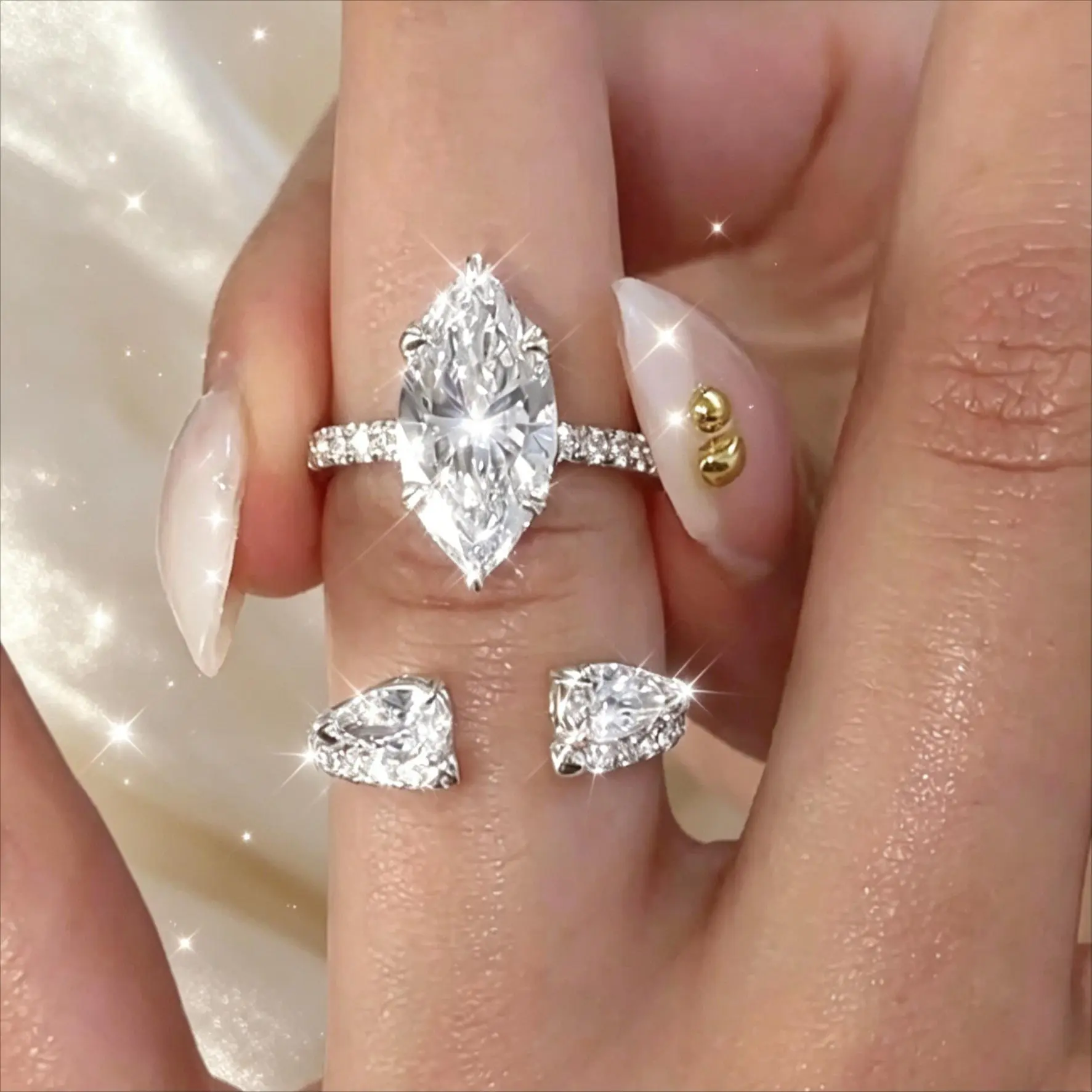 2pc Marquise Ring Set