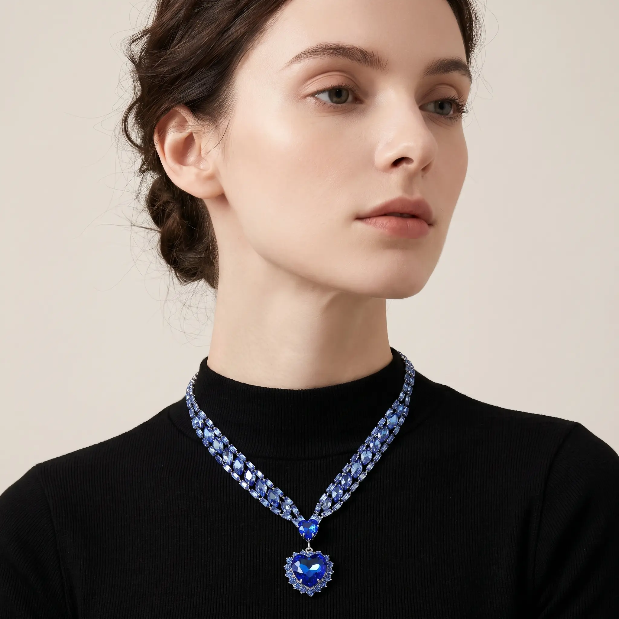 Dazzling Blue Heart Necklace