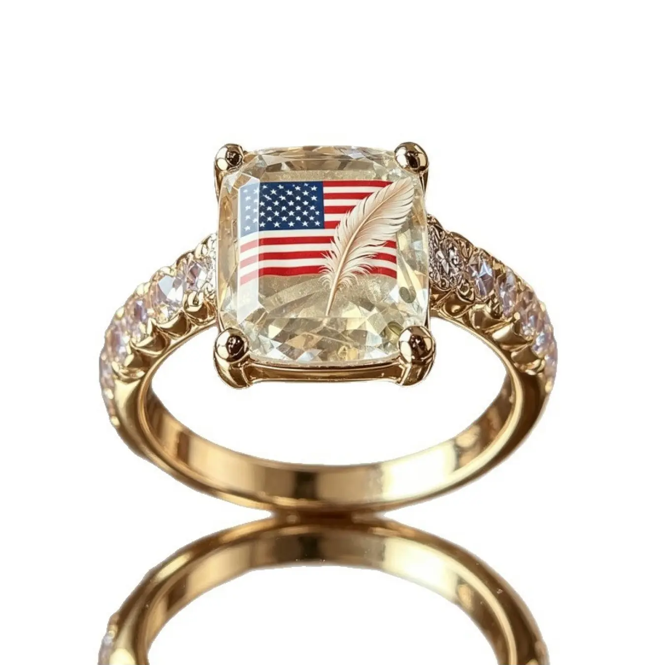 Flag Feather Square Ring