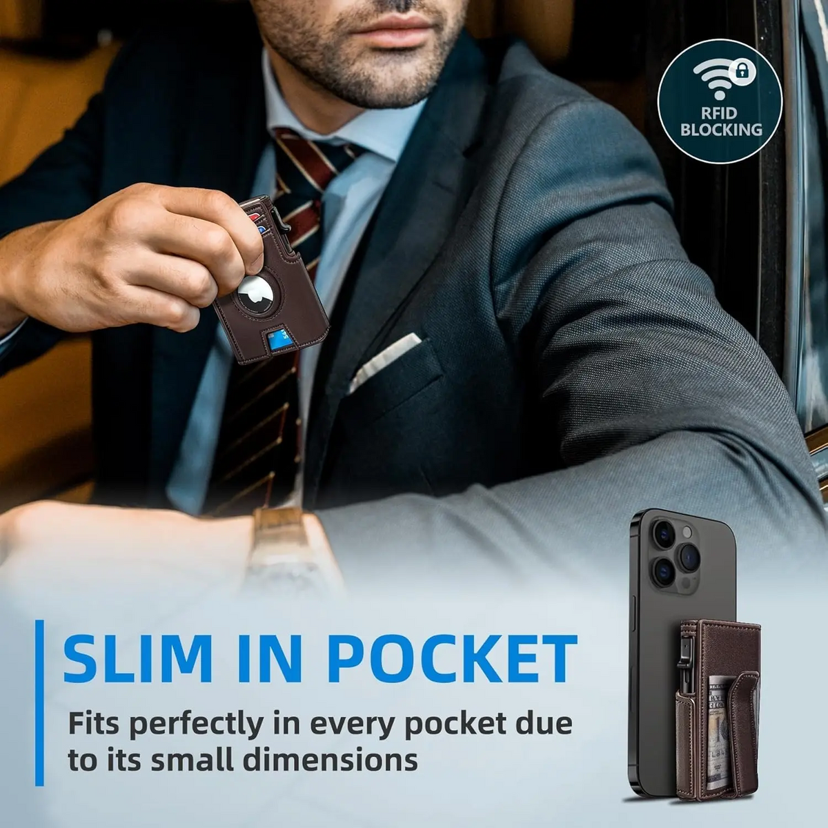 Slim Magnetic Flip Card Holder