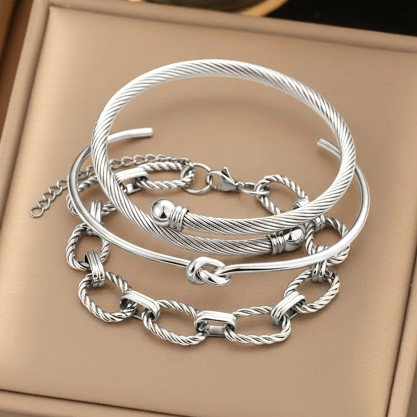 3pc Twisted Rope Bracelet Set
