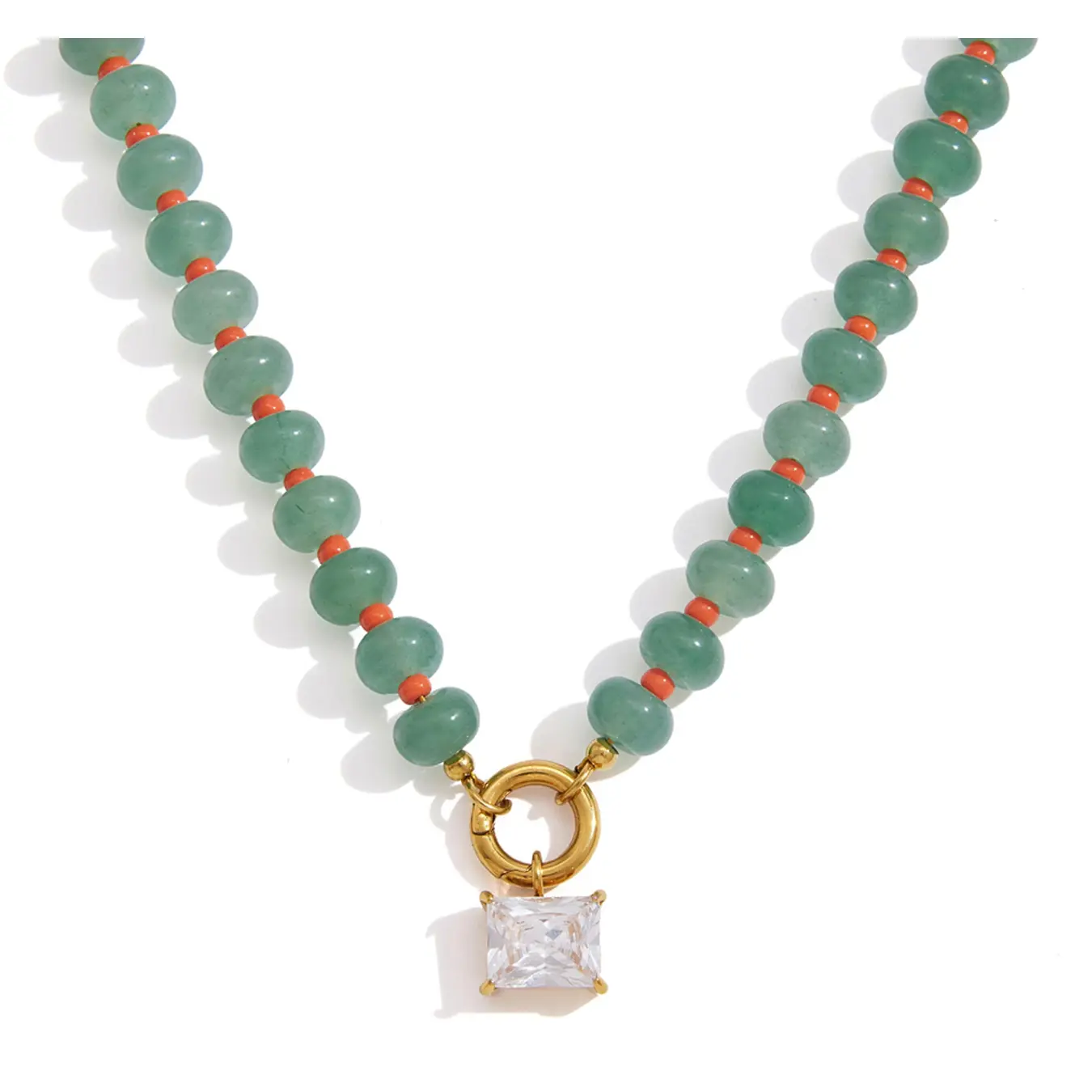 Natural Stone Zircon Pendant Necklace