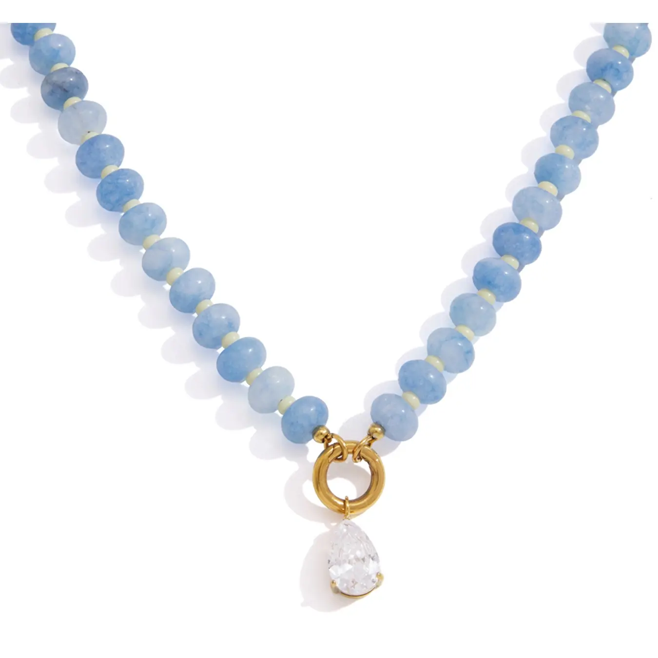 Natural Stone Zircon Pendant Necklace