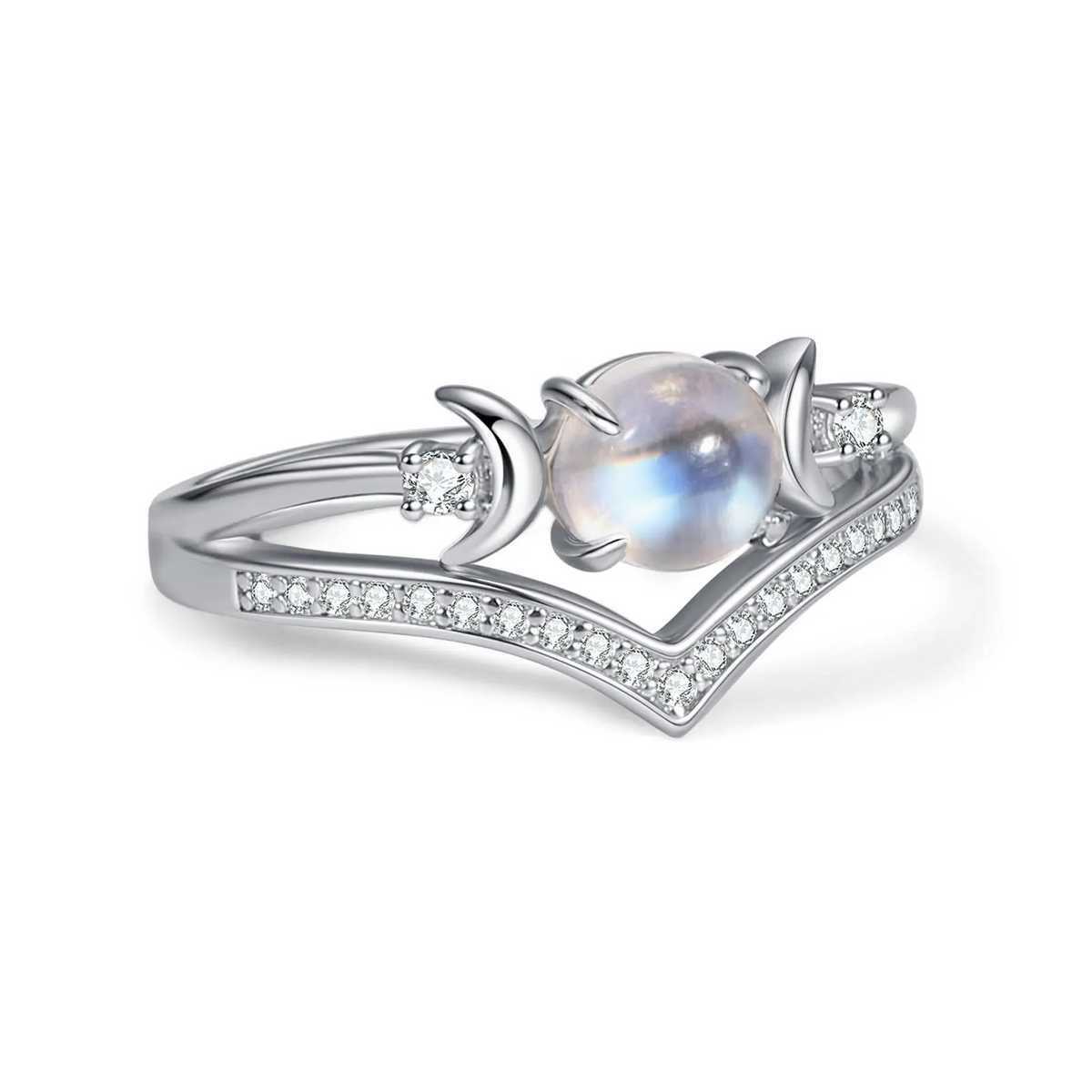 Triple Moon Moonstone Ring