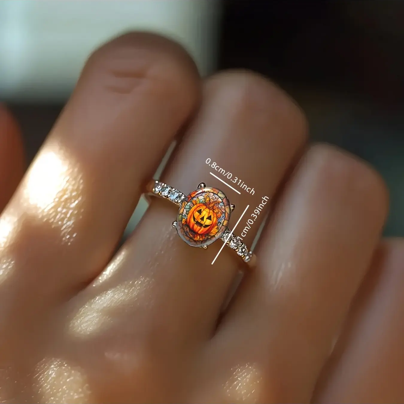 Pumpkin Lantern Oval Ring
