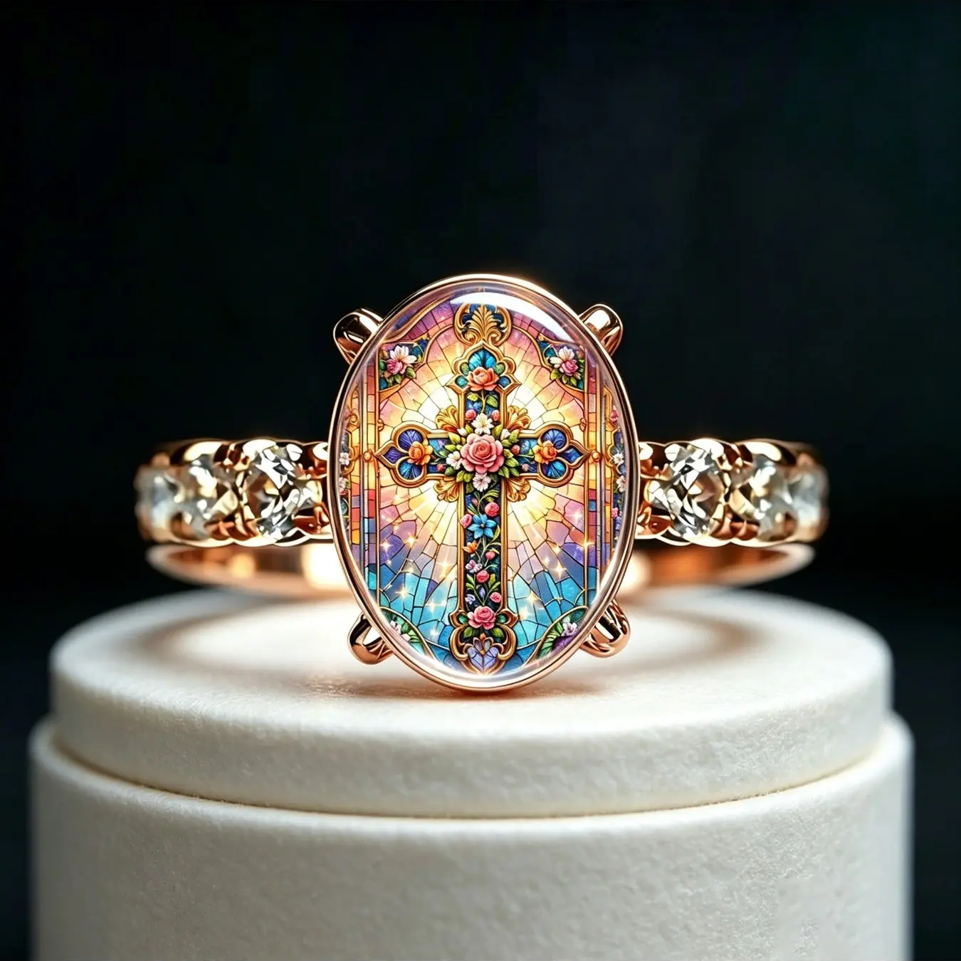Window Rose Oval Ring