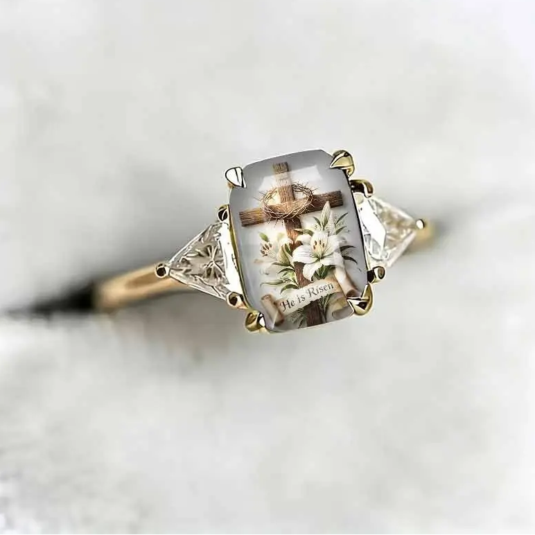 Cross Flower Statement Ring