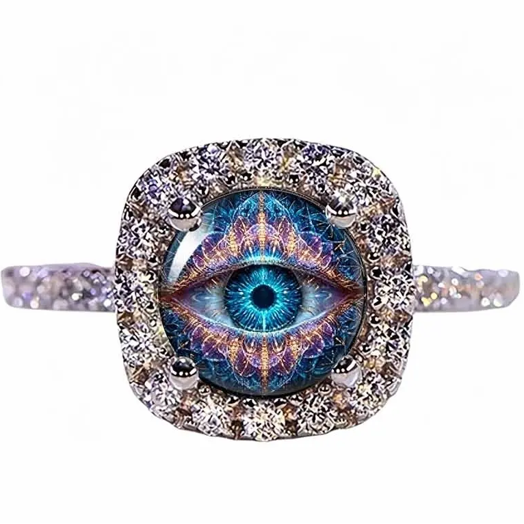 Blue Eye Rhinestone Ring