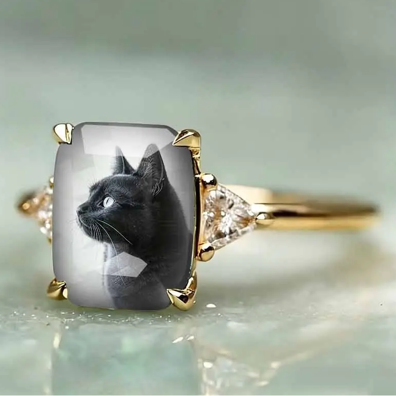 Pondering Black Cat Statement Ring