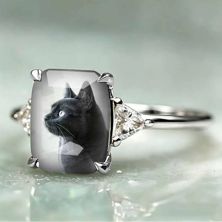 Pondering Black Cat Statement Ring