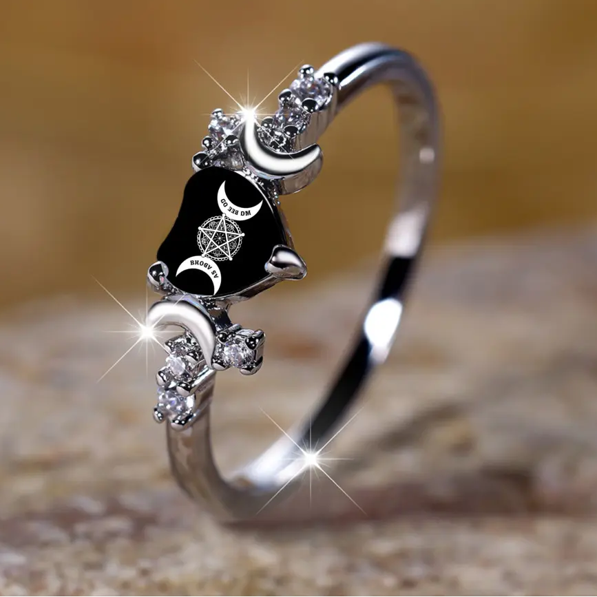 Geometric Graphic Moon Ring