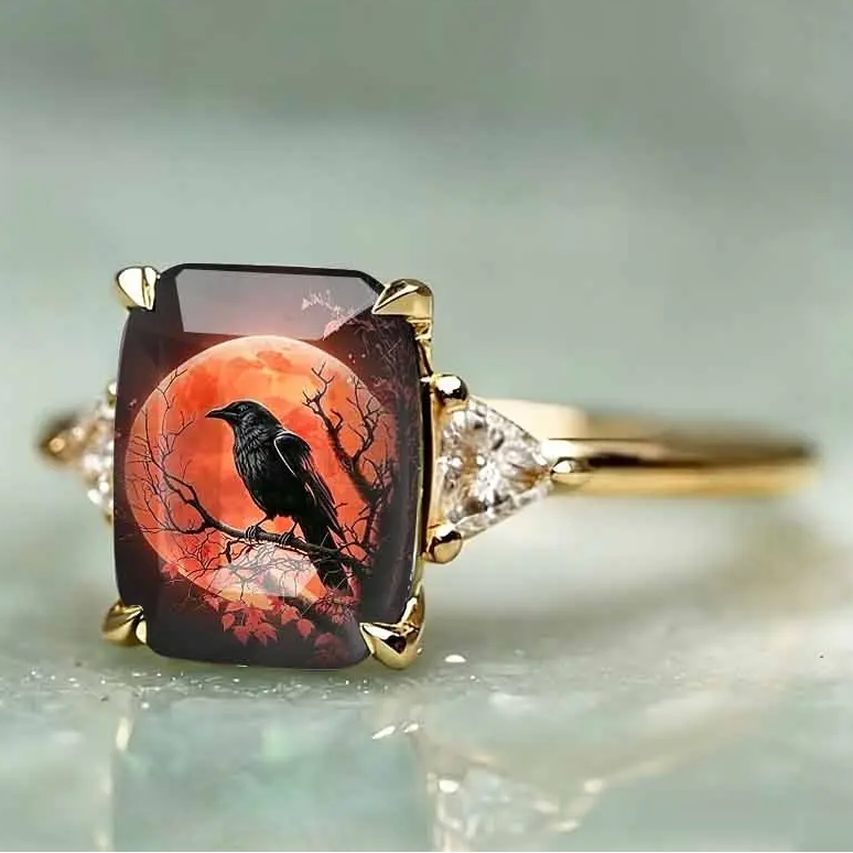 Raven Moon Statement Ring