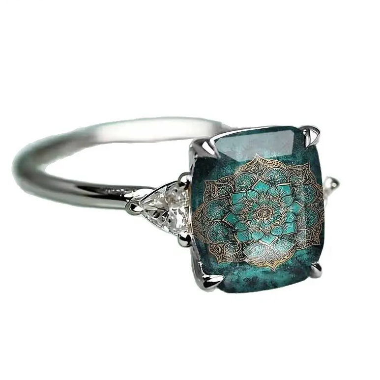 Square Mandala Statement Ring