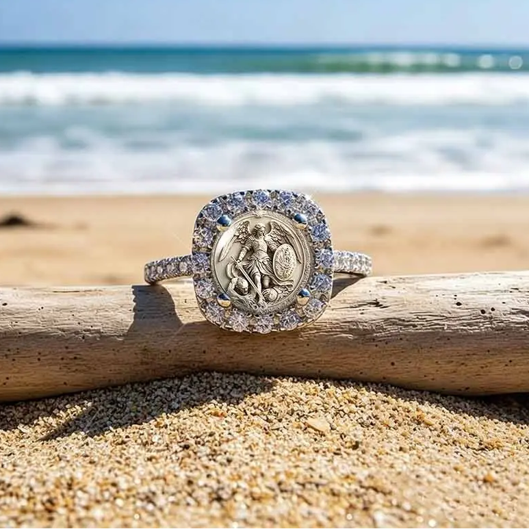Saint Michael Archangel Pave Ring