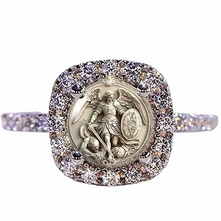 Saint Michael Archangel Pave Ring