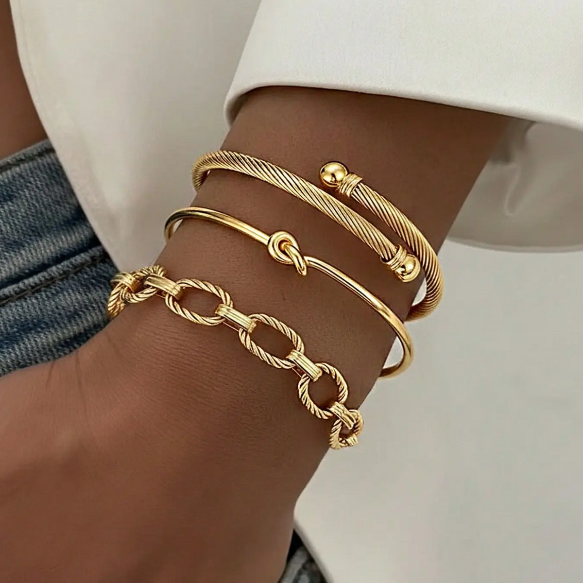 3pc Decorative Rope Bracelet Stack