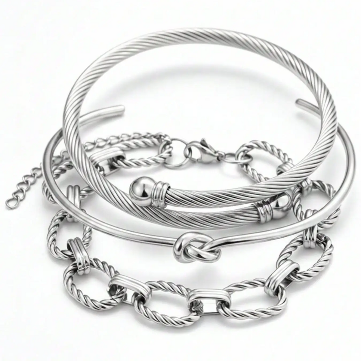 3pc Decorative Rope Bracelet Stack