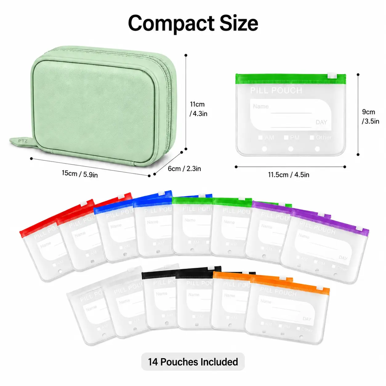 14 Pouch Portable Pill Organizer