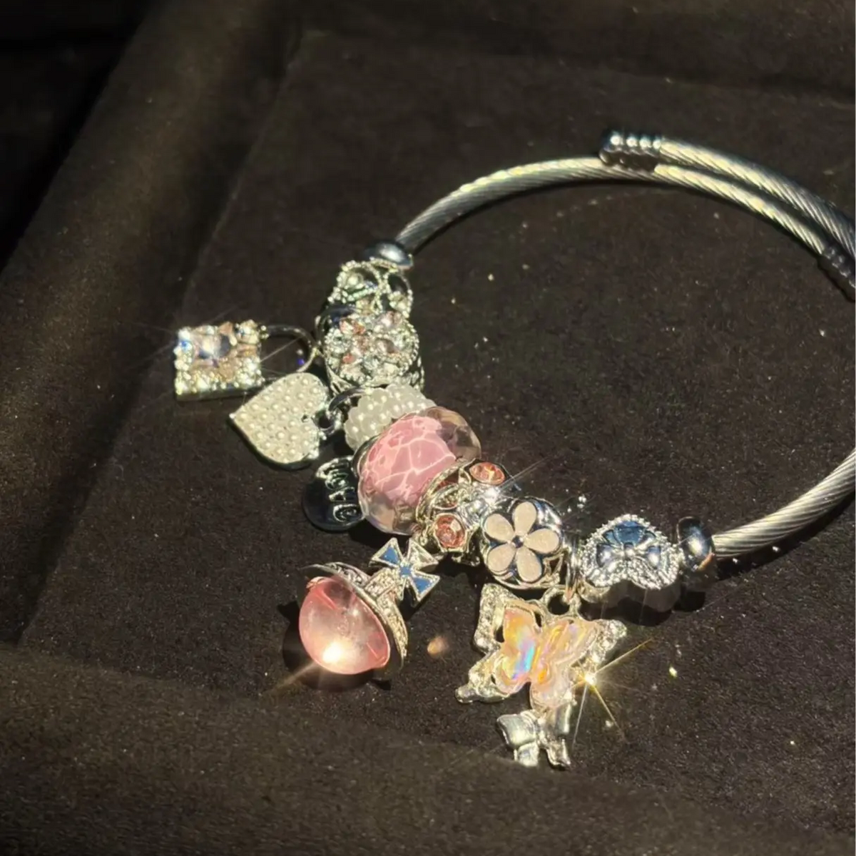 Butterfly Heart Charm Bracelet