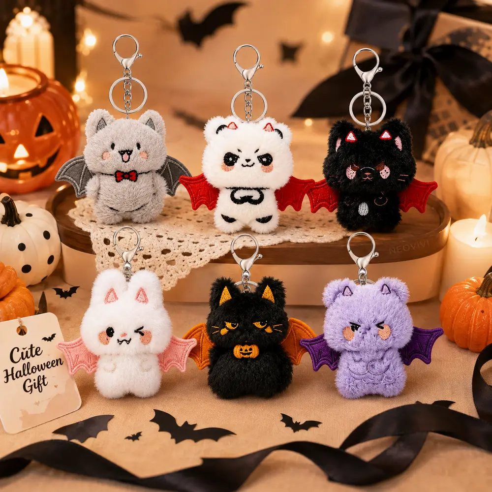 6pc Halloween Plush Keychain Set