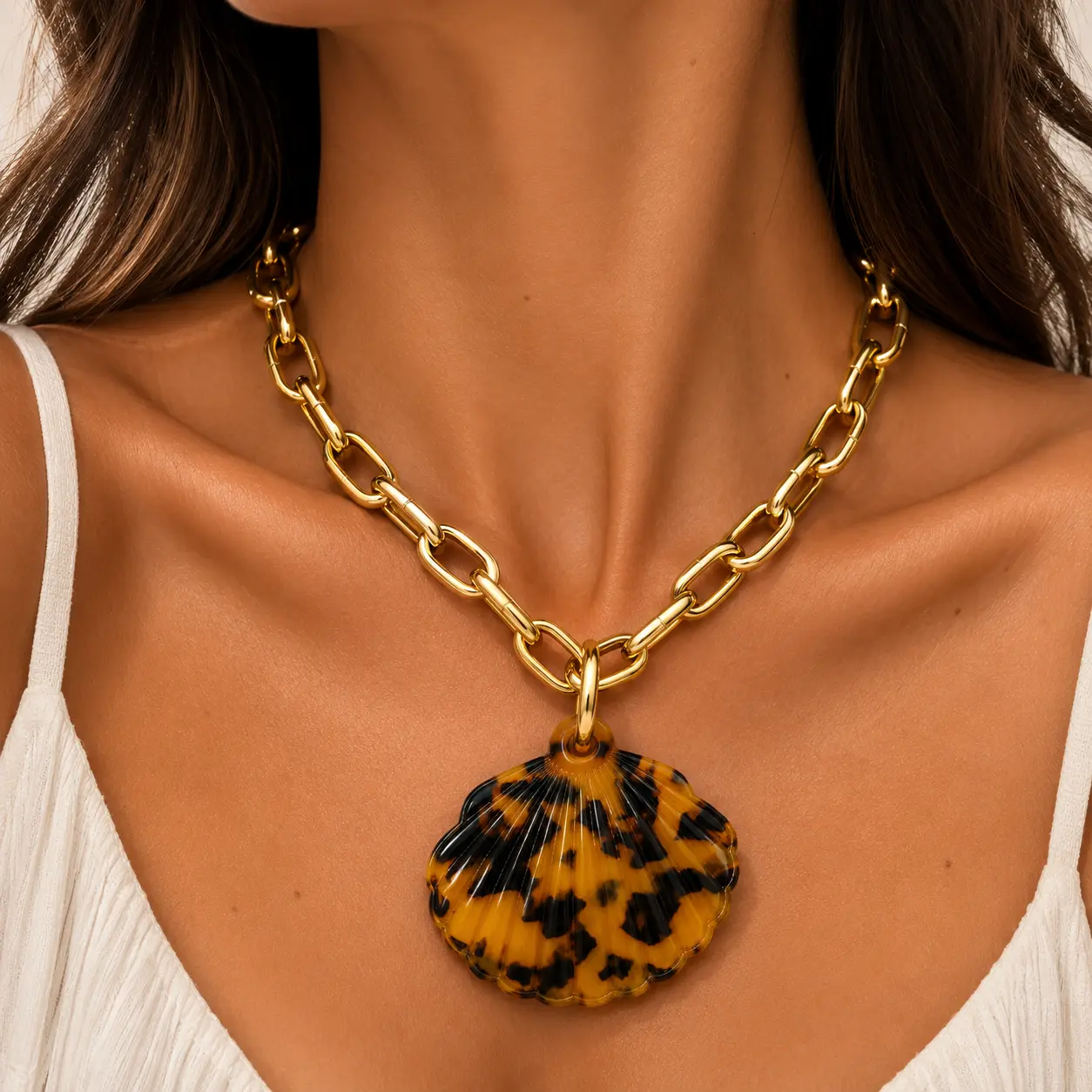Tortoise Shell Pendant Necklace