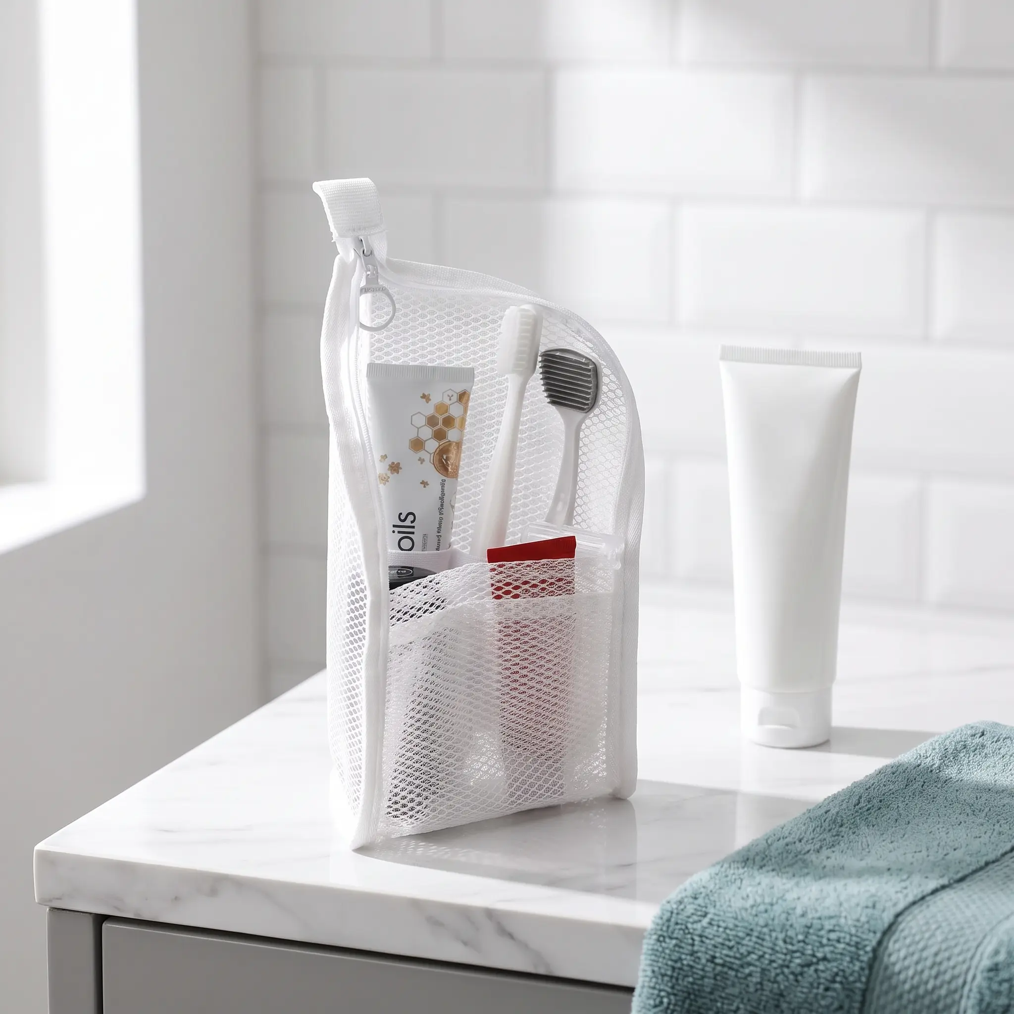 Mesh Zipper Toiletry Pouch