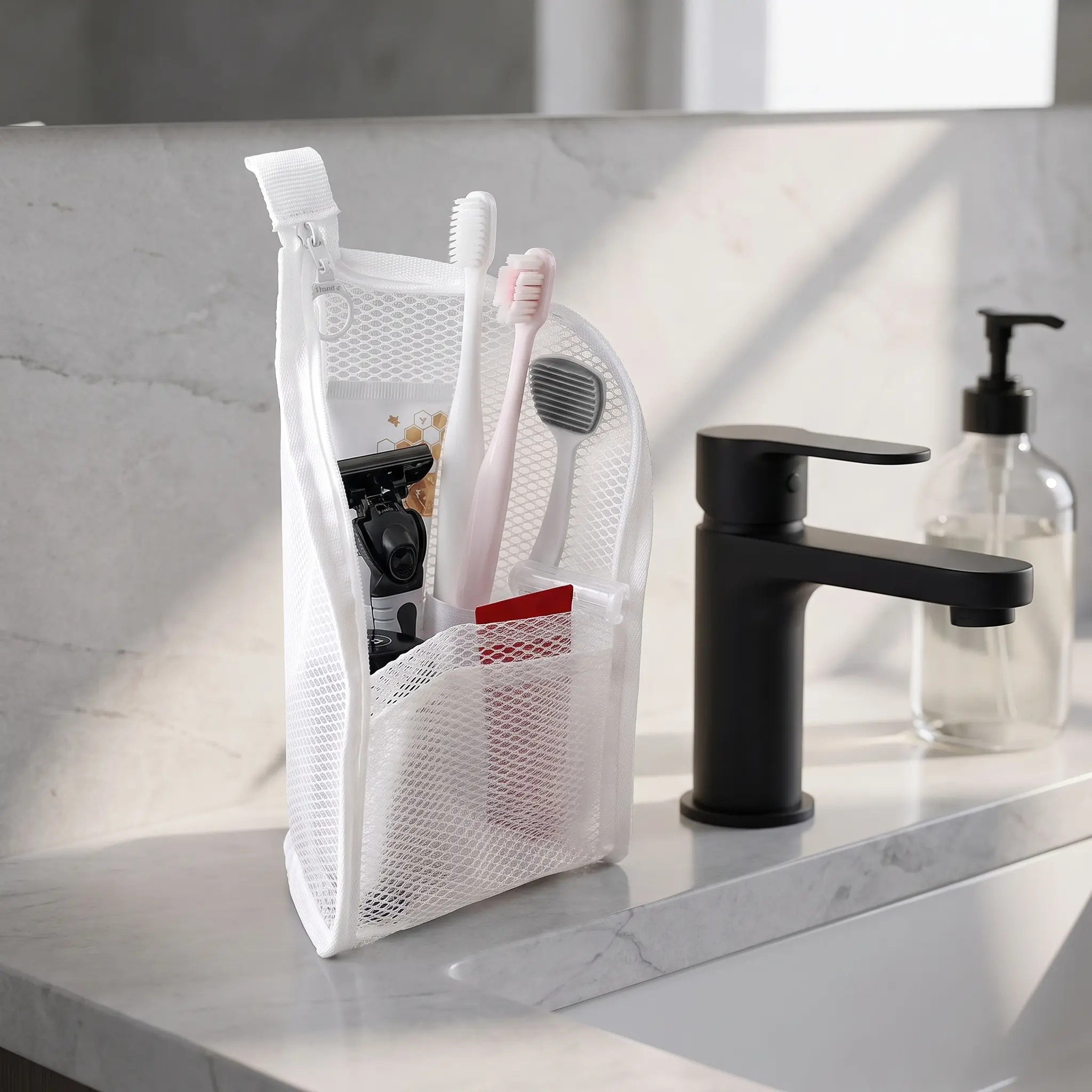 Mesh Zipper Toiletry Pouch