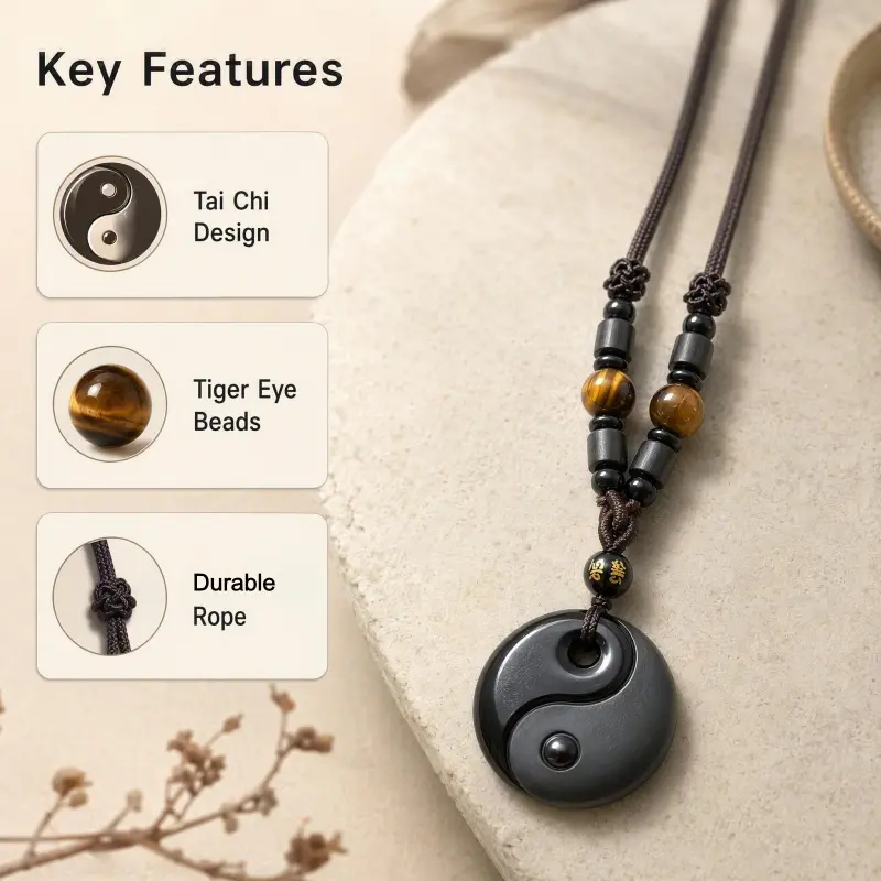 Obsidian Yin Yang Necklace