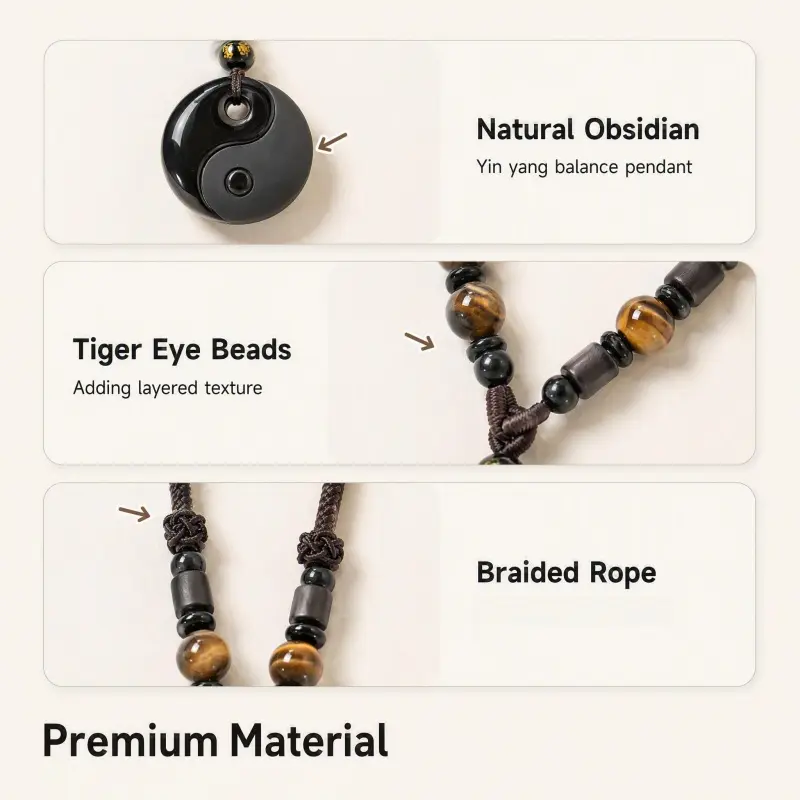 Obsidian Yin Yang Necklace