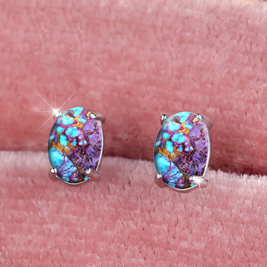 Abstract Turquoise Oval Earrings