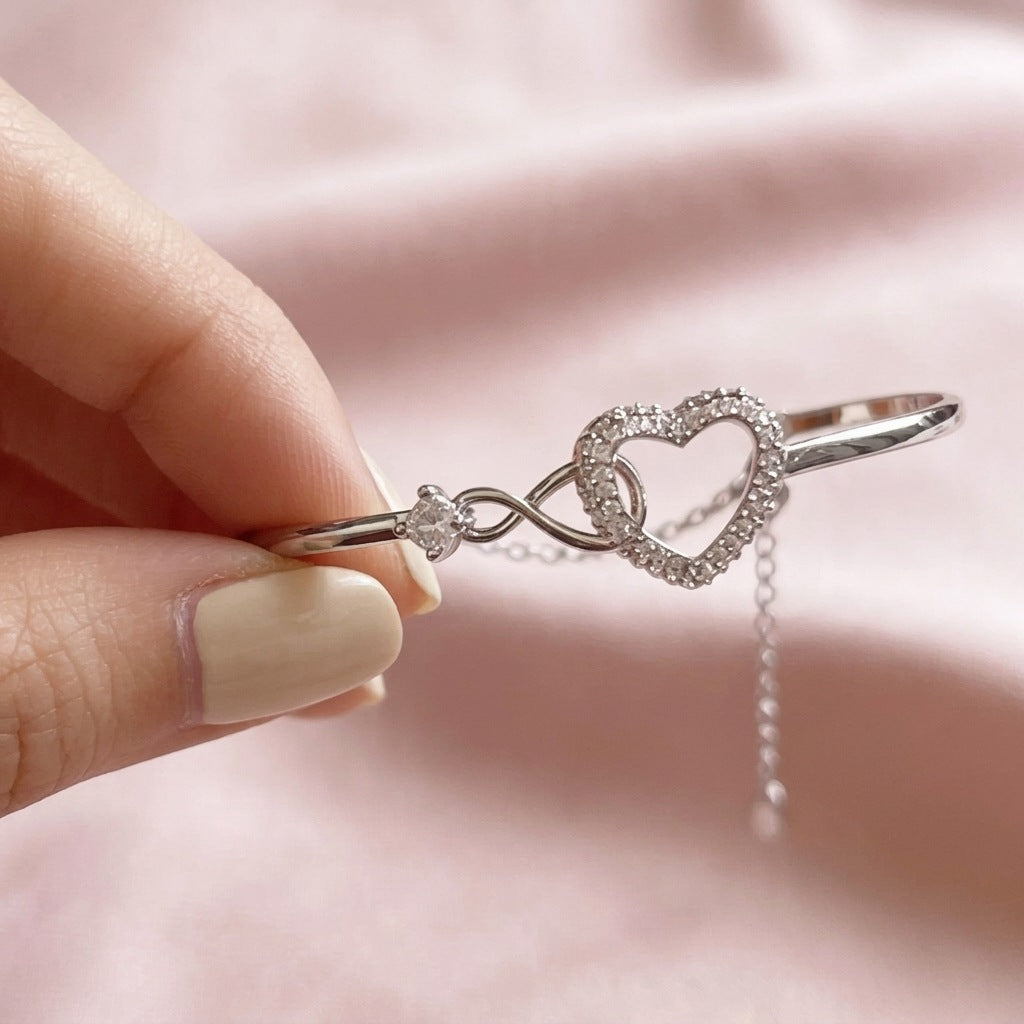 Birthstone Heart & Infinity Cuff Bracelet