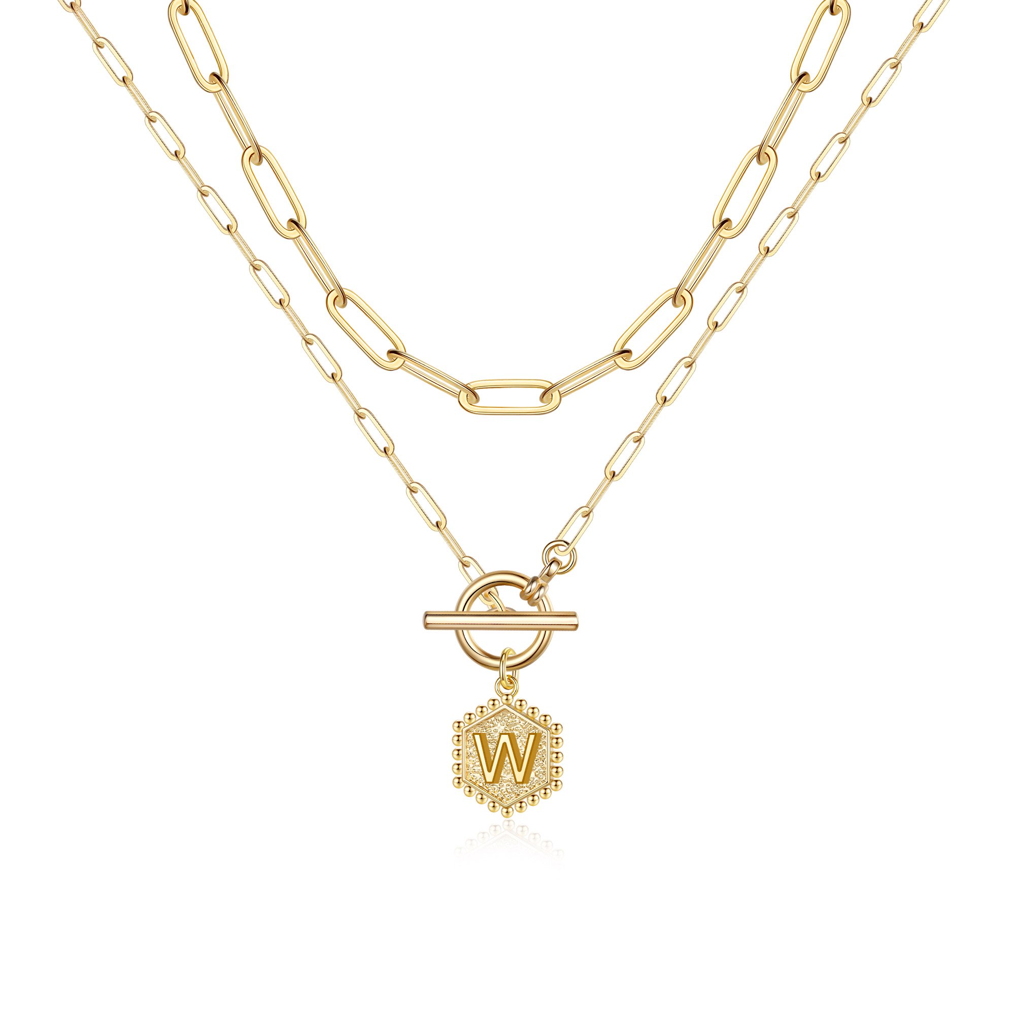 2pc Initial Toggle Necklace Set