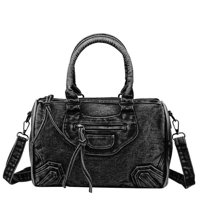Washed Denim Satchel Bag